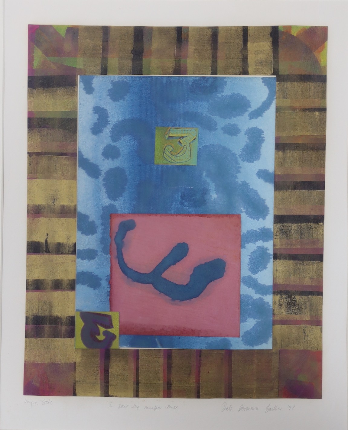 Dale Devereux Barker (1962-), two Unique State prints, 'Company', signed and dated '92, 'I Saw the Number 3', 44 x 35cm, and an archive proof print by another hand, 'Mary's Dream', 25 x 32cm